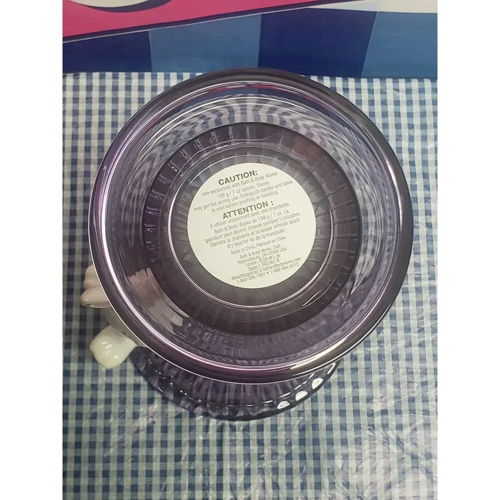BBW Purple Faceted Glass with Bunny Pedestal Single Wick Candle Holder Decor - Picture 2 of 3